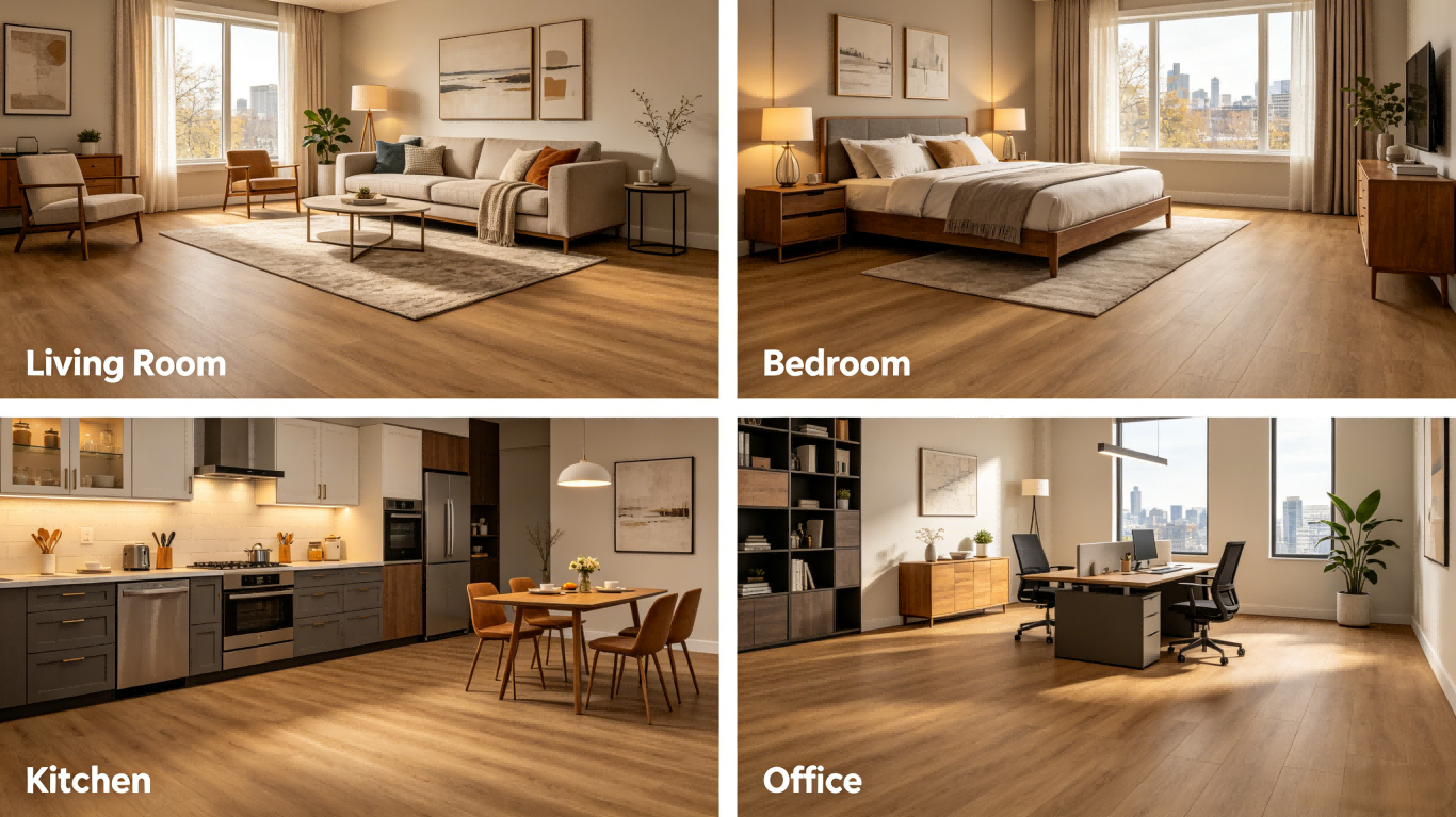 SPC flooring for residential, medical, commercial, hospitality, fitness and educational spaces